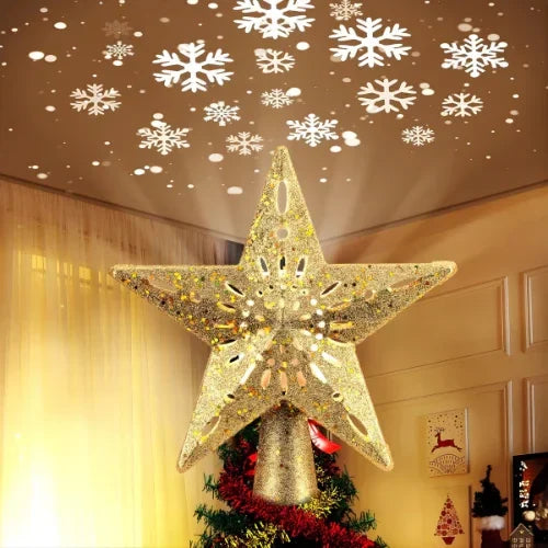 MerryCast Snow Star - The Tree Tip that Transforms Your Christmas into a Magical Spectacle